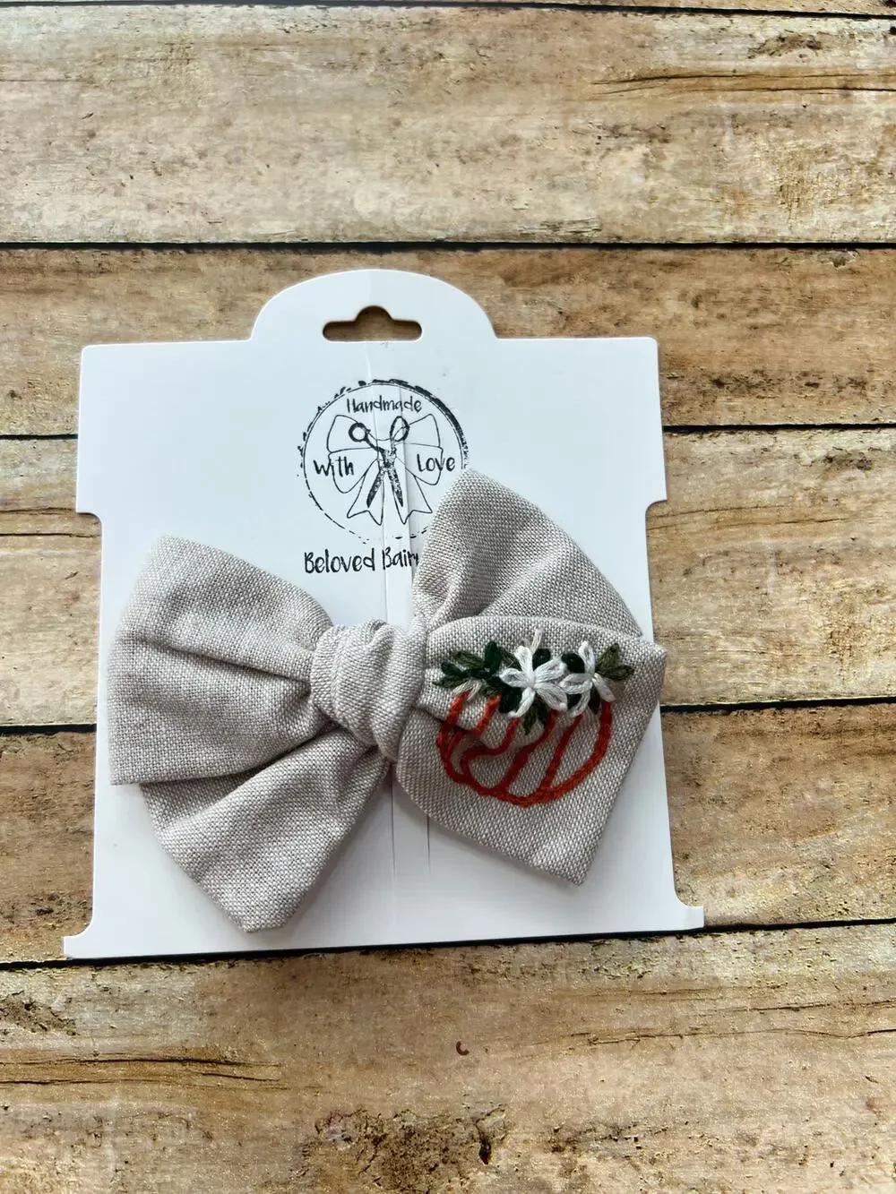 Beloved Bairn Bows Pumpkin Embroidered Handtied 4